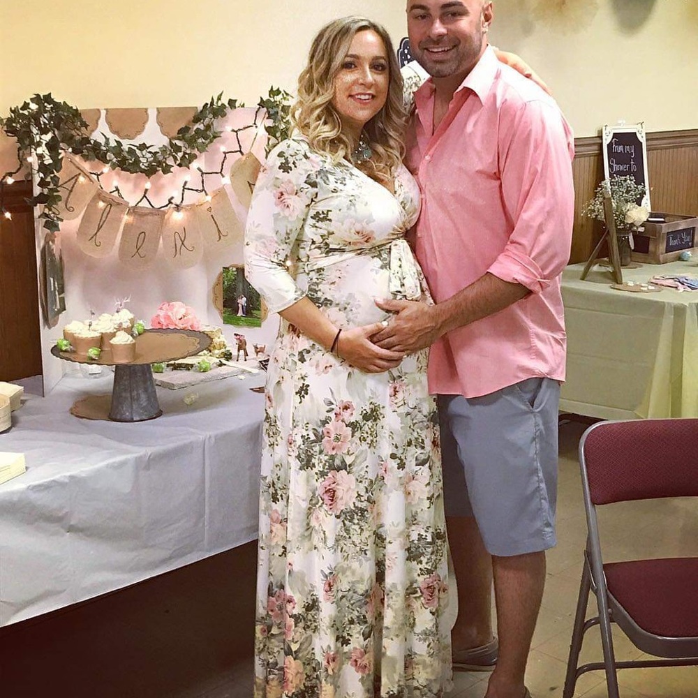 Ivory Floral Maternity Wrap Maxi Dress